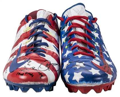 2015 Odell Beckham Jr Game Used, Signed & Inscribed Custom "Salute To Service" Nike Cleats Worn On 11/15/15 For 20th Career Touchdown! (Beckham/Fanatics) 
